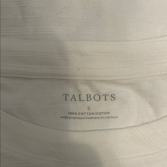 NWT: Talbots White Ribbed Fitted Short Sleeve Tee (size S) - Picture 6 of 7